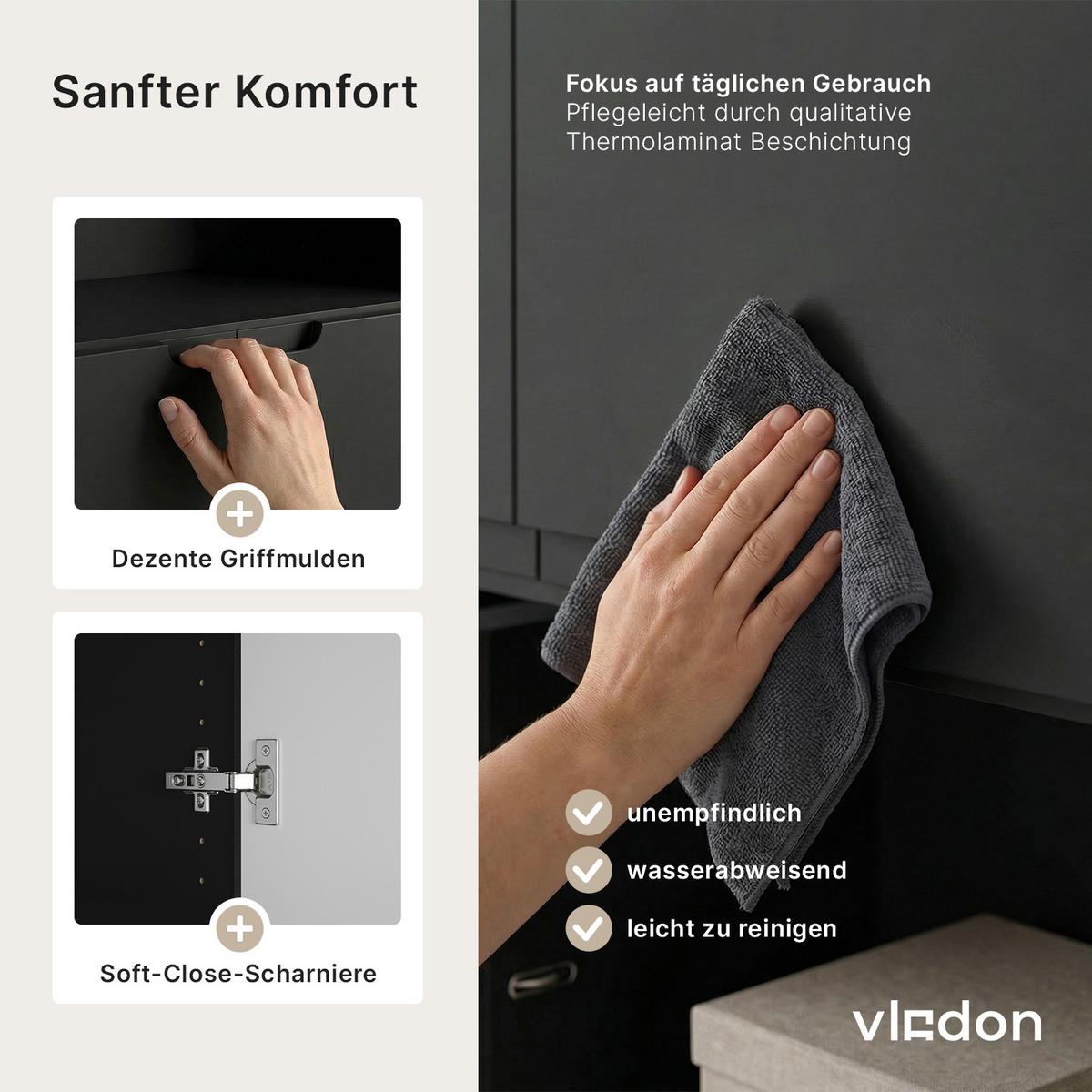 BÜROSCHRANK Logan Fronten in Graphit Seidenmatt - Graphitfarben, Holzwerkstoff (82/184/37cm) - Vladon