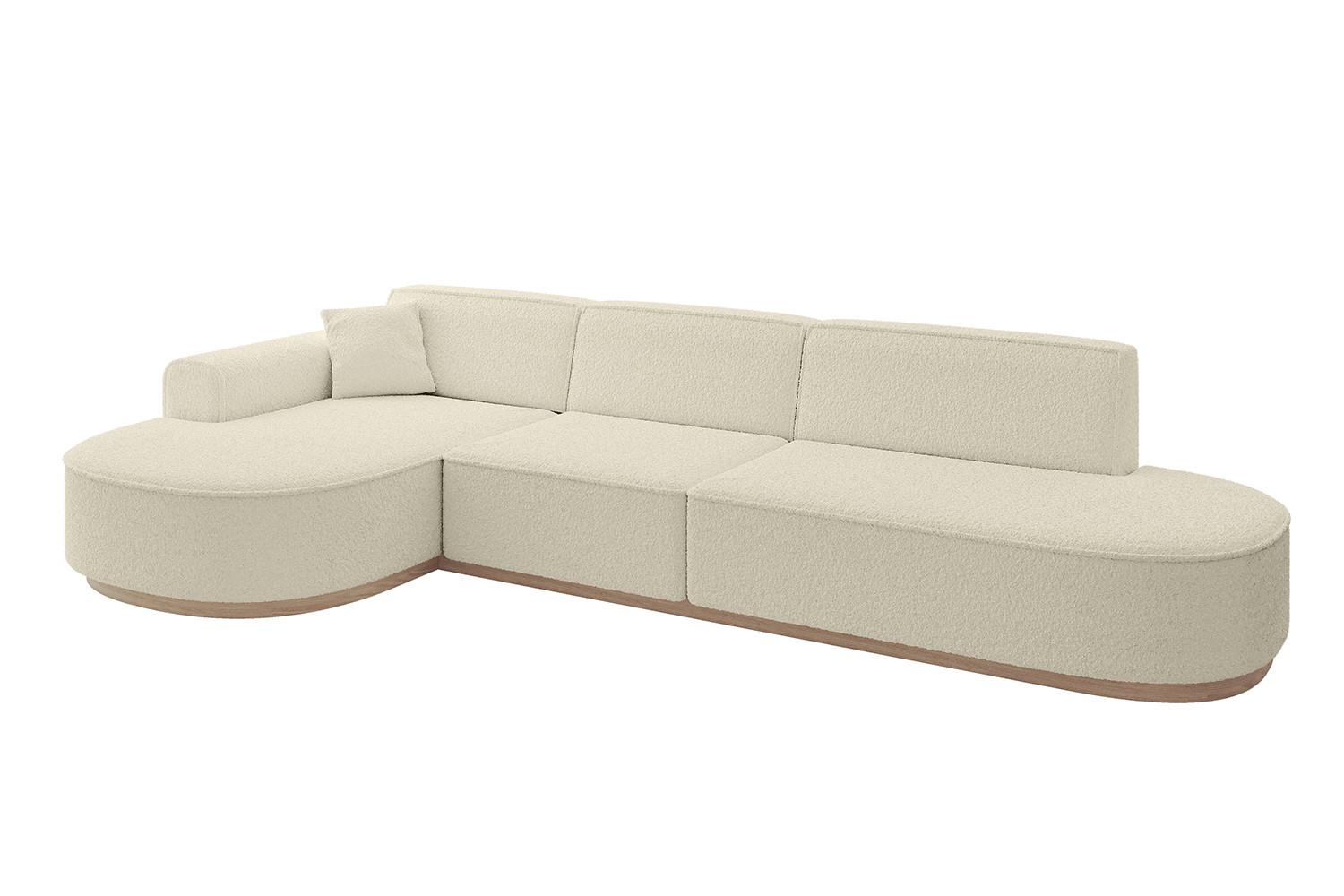 ECKSOFA Ottomane Links MARI-L2-v1 - 328x171x83 cm Beige Bouclé - Beige, Holzwerkstoff/Textil (328/171cm) - ALTDECOR