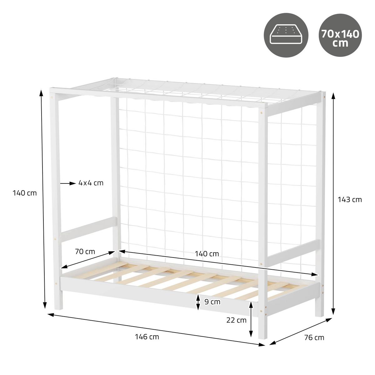 KINDERBETT Fußballtor 70x140 cm Weiß - Weiß, Holz (70/140cm) - ML-DESIGN