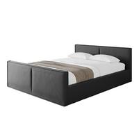 POLSTERBETT mit Bettkasten, Fußteil und Lattenrost, Boxbett mit Matratze H3/H4 - EMMI-Z-V1 180x200 Schwarz Kunstleder - Schwarz Hochglanz, Holzwerkstoff/Textil (180/200cm) - ALTDECOR