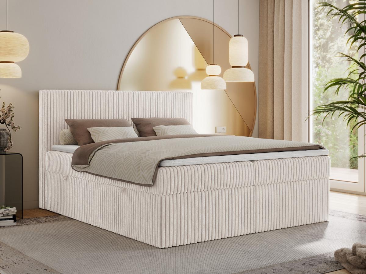 BOXBETT TILIANO 160/200 - Beige Cord - H3 - Beige, Textil (160/200cm) - MKS