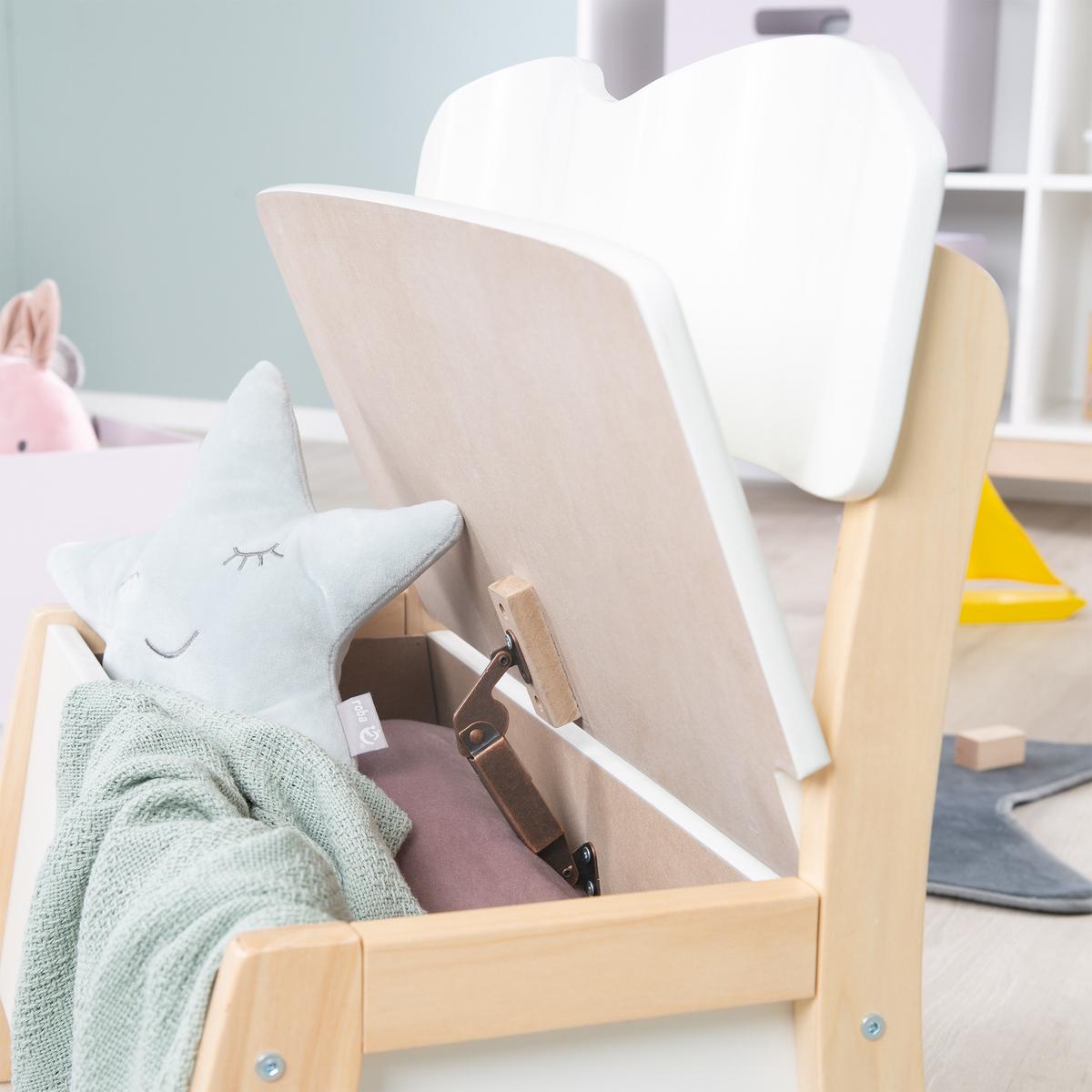KINDERTRUHENBANK - Weiß/Naturfarben, Holzwerkstoff (61.5/61.5/33.5cm) - Roba