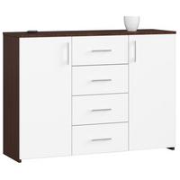 KOMMODE Dunkelbraun, Weiß 80/110/35 - Dunkelbraun/Weiß, Holzwerkstoff (110/80/35cm) - RAUMHIRSCH FURNITURE