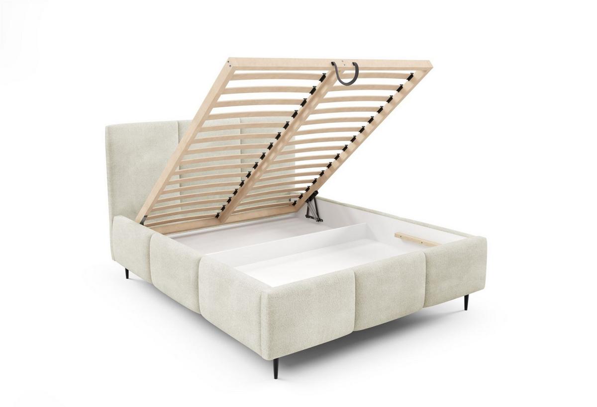 POLSTERBETT Miami - Creme, Holzwerkstoff/Textil (160/200cm) - Fun Möbel