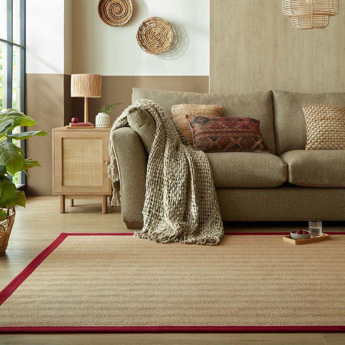 JUTETEPPICH TRENT, geometrisch, Rot, 120 x 170 cm - Rot/Naturfarben, Textil (120/170cm) - KADIMA DESIGN
