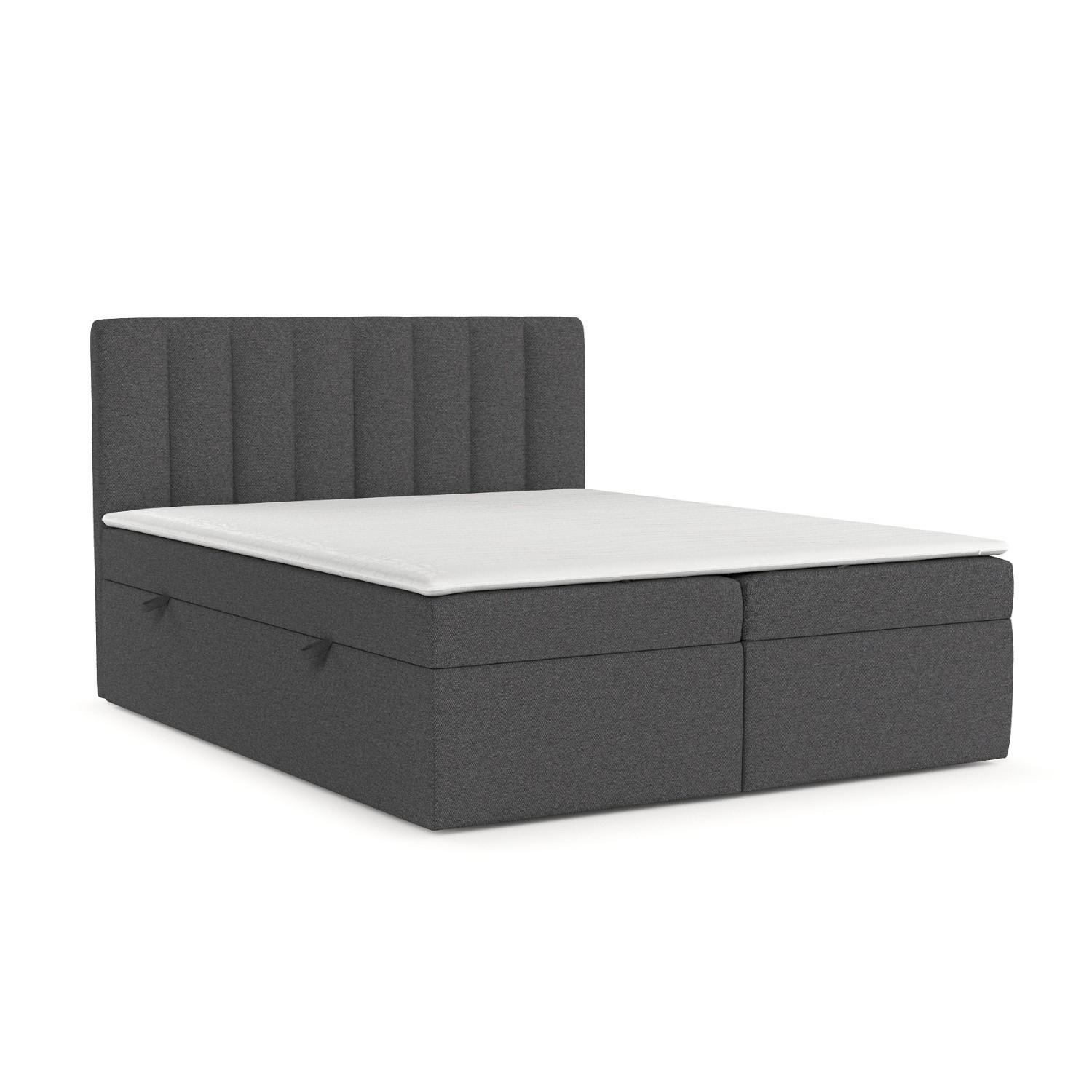 BOXBETT Amaro 160/200 cm Anthrazit im Megan Stoff - Anthrazit/Schwarz, Holz/Holzwerkstoff (160/200cm) - AltaBeds