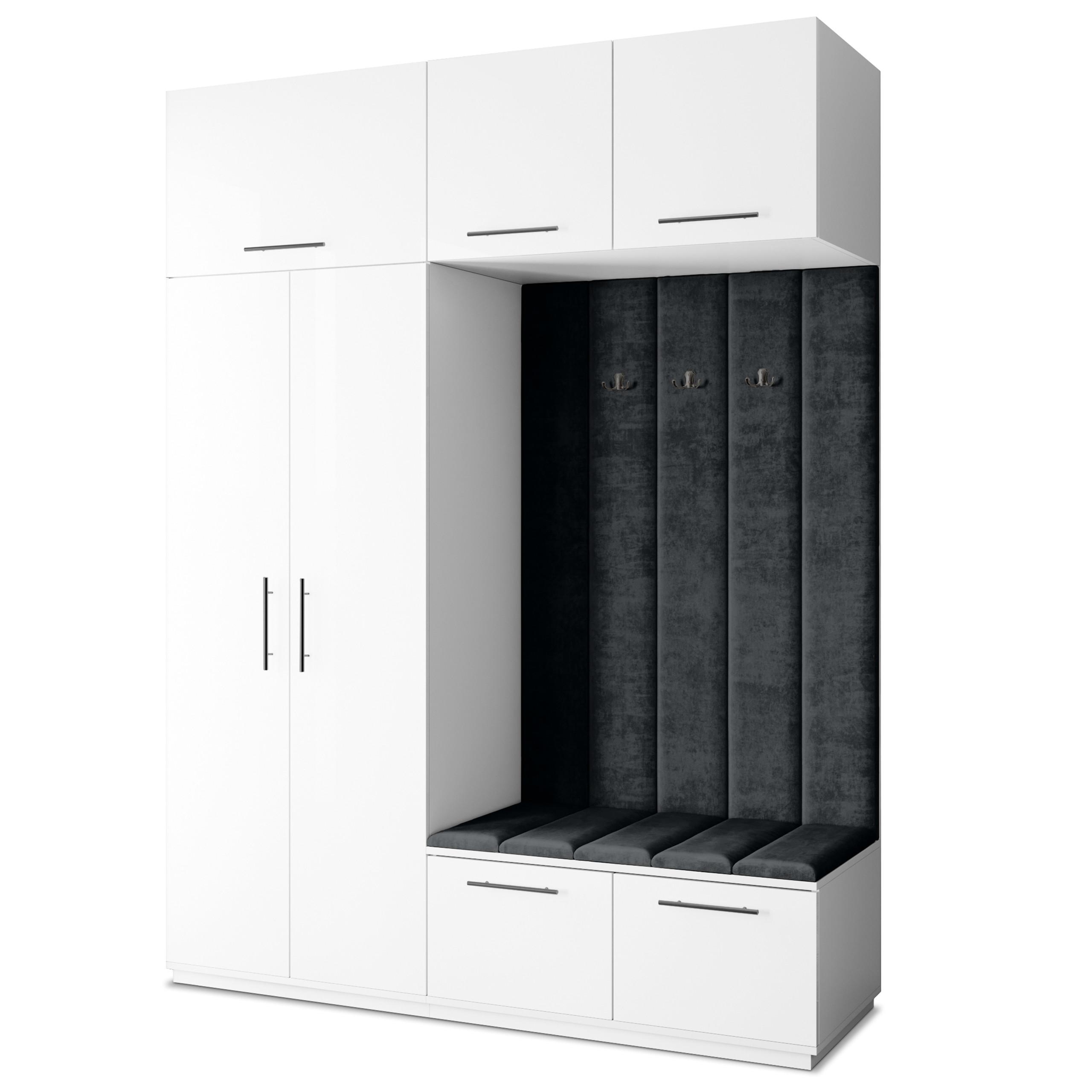 GARDEROBENSCHRANK REMA 180/240/60 cm Modern Weiß - Schwarz/Weiß, Holzwerkstoff (180/240/60cm) - MASSENO