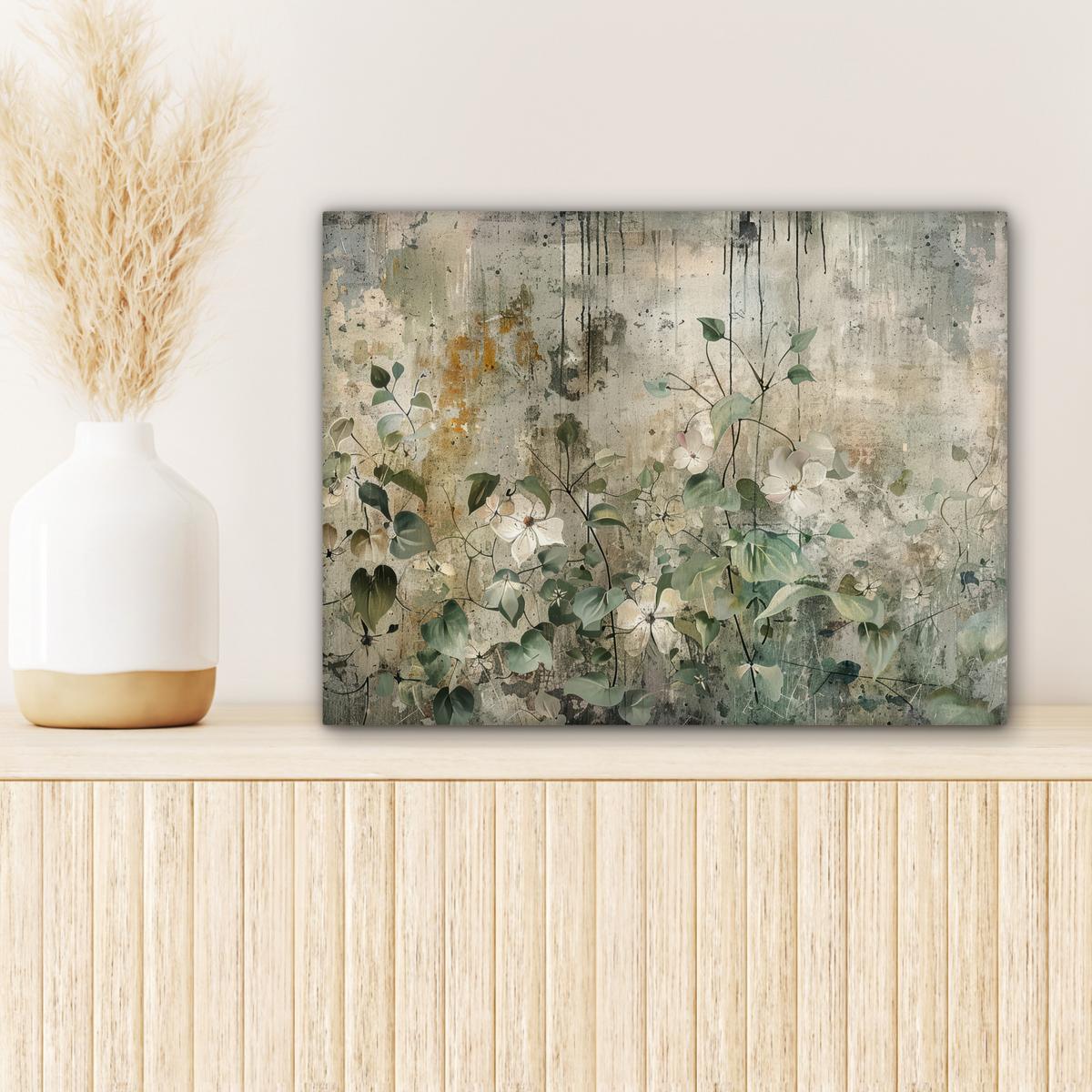 LEINWANDBILD Blumen - Blätter - Abstrakt - Modern Wandbild 40x30 cm - Grau, Textil (40/30cm) - MuchoWow