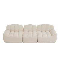 3-SITZER SOFA aus granuliertem Fleece, frameless Lounge-Design ohne Montage - Creme, Textil (288/79/104cm) - Urban Meuble