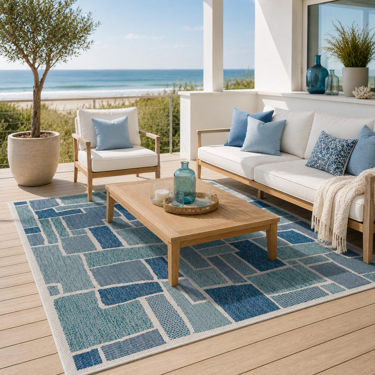 IN- UND OUTDOOR TEPPICH CARPETTO - Türkis, Textil (160/235cm) - Pergamon