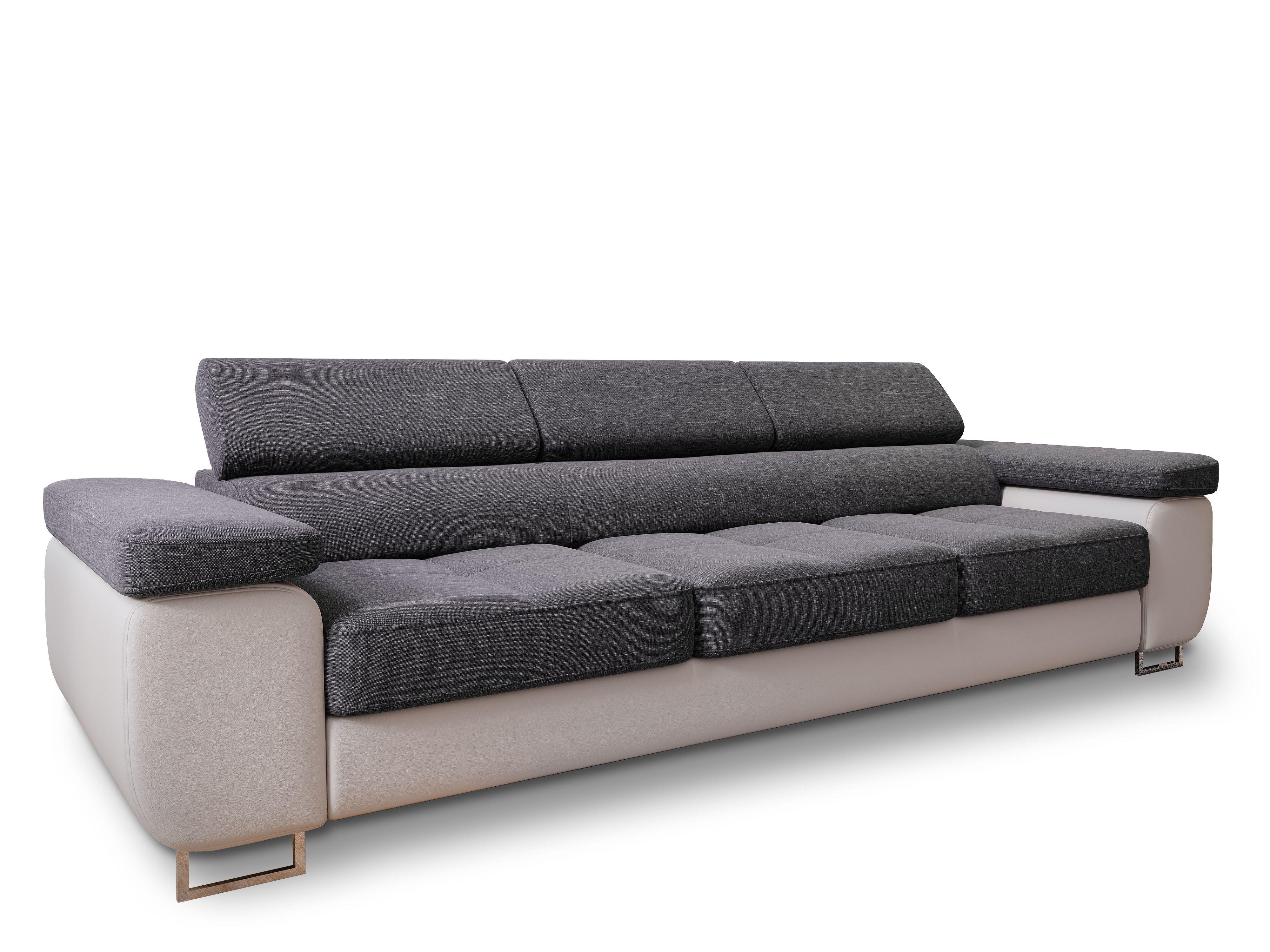 SCHLAFSOFA MOSINE Grau Geflochtener Stoff mit Schlaffunktion - Weiß/Grau, Holz (276/98/87cm) - MASSENO