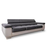 SCHLAFSOFA MOSINE Grau Geflochtener Stoff mit Schlaffunktion - Weiß/Grau, Holz (276/98/87cm) - MASSENO