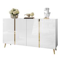 SIDEBOARD ONYX 4T 158 CM AUF GOLDENEN BEINEN PUSH OPEN - Weiß, Holzwerkstoff (158/88/41cm) - Lookway