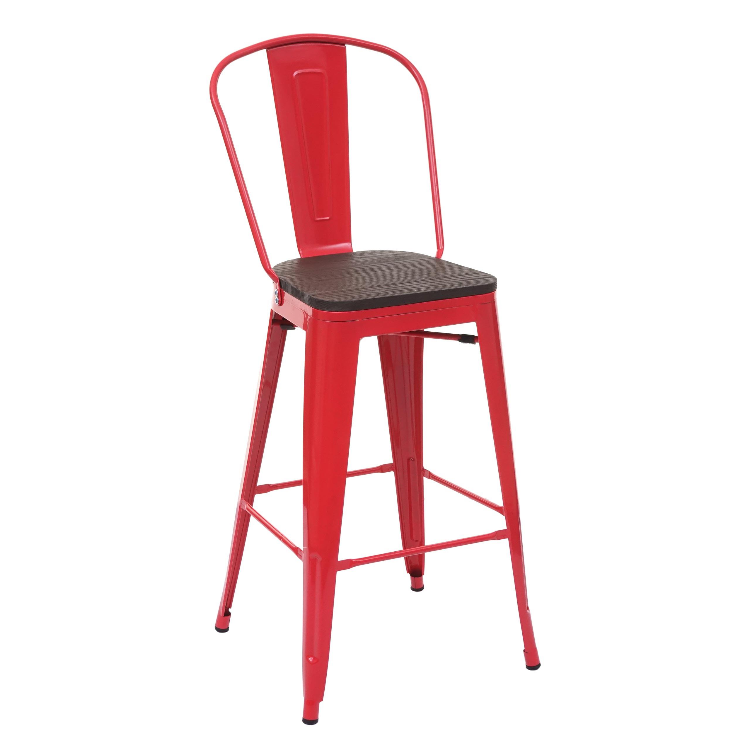 BARHOCKER INKL. HOLZ-SITZFLÄCHE Rot - Rot, Holz (50/117/45cm) - MCW
