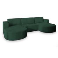 WOHNLANDSCHAFT VEZZO P Grün Kordstoff mit Schlaffunktion - Grau/Grün, Holz/Kunststoff (347/85/174cm) - MASSENO