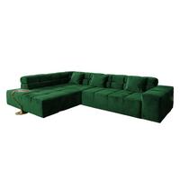 ECKSOFA NEVADA Smaragdgrün Velvet - Smaragdgrün/Schwarz, Textil (319/215cm) - KAWOLA