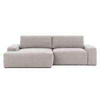 ECKSOFA Lennon aus Beige Strukturstoff mit Schlaffunktion und Bettkasten - Beige/Schwarz, Holz/Kunststoff (137/264cm) - S-Style