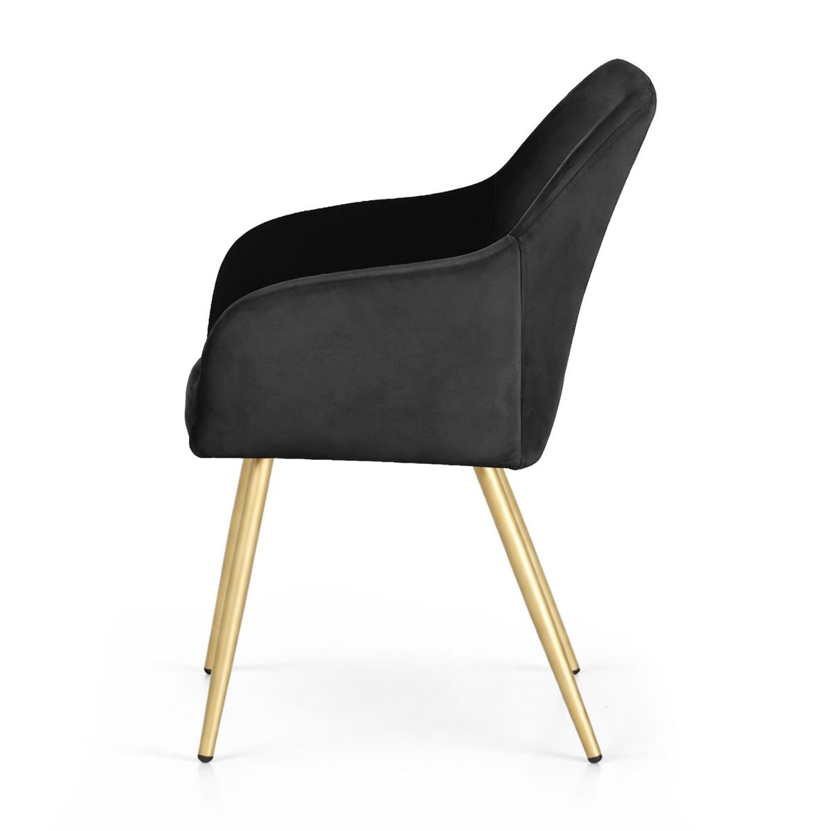 POLSTERSTUHL 2er Set, Metallbeine Schwarz, Gold 54,5/83/58 - Schwarz, Textil (55/83/51cm) - RAUMHIRSCH FURNITURE