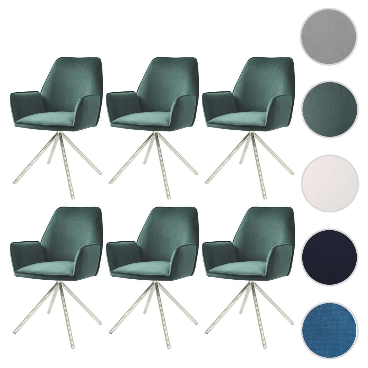 ESSZIMMERSTUHL Grün, Silber 6er-Set - Silberfarben/Grün, Textil (60/86/60cm) - MCW