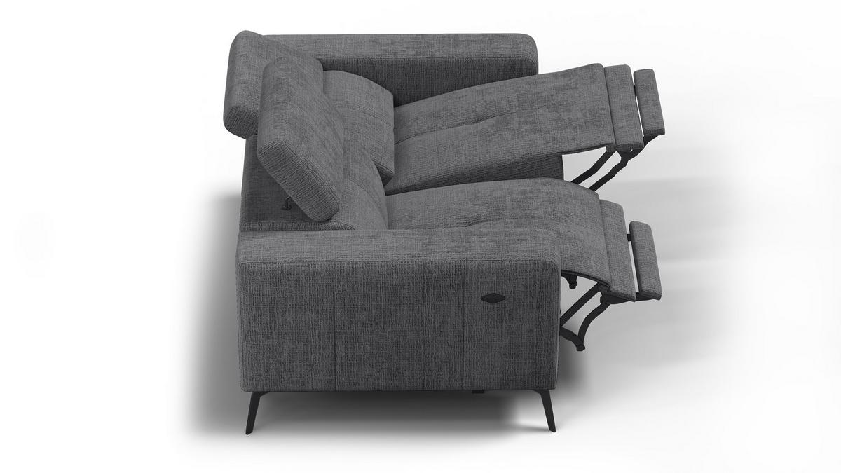 RELAXSOFA MORELLO 2-Sitzer, dunkelgrau, 2 x Relax Zero Gravity - Dunkelgrau, Holz/Textil (164/82/103cm) - Wozimo