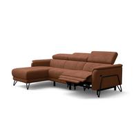 ECKSOFA RODEN 4-Sitzer mit Relax, braun, Veloursstoff - Braun, Holz/Textil (268/92cm) - Wozimo