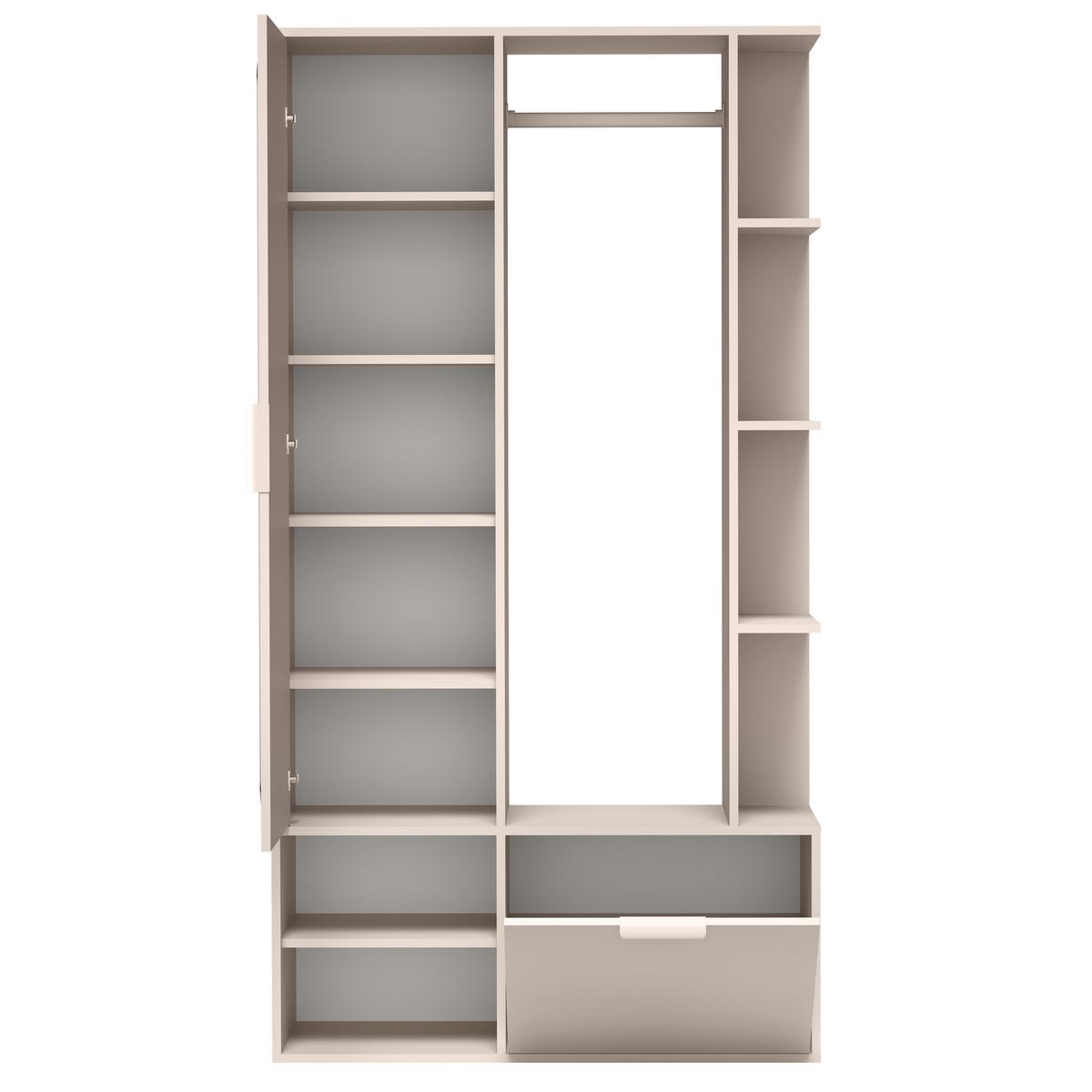 GARDEROBENSCHRANK Nemrut Beige 100/189/33 cm – Modern, mit Spiegel und viel Stauraum - Beige, Holzwerkstoff/Kunststoff (100/189.4/33cm) - AX Living