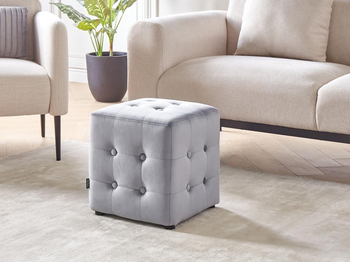 POUF WISCONSIN Samtstoff Grau - Lila, Textil (36/39/36cm) - Beliani