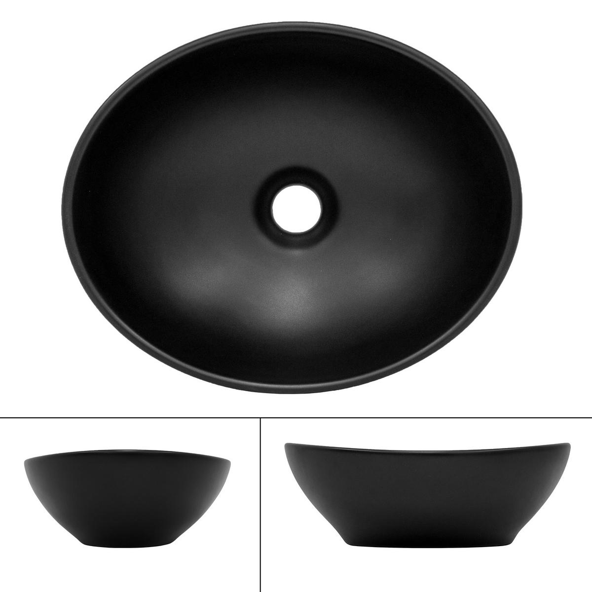 WASCHBECKEN - Schwarz, Keramik (14.5/33.5/41cm) - ML-DESIGN