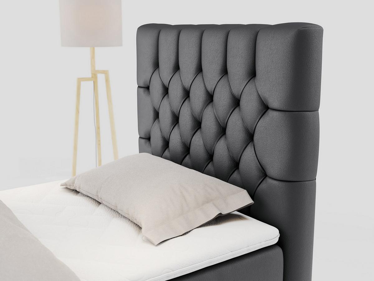 BOXBETT PERA 90/200 Dunkelgrau Kunstleder - H3 - Rechts Seite - Dunkelgrau, Holz/Textil (90/200cm) - MKS