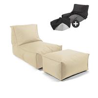 OUTDOOR SITZSACK mit Hocker und Hülle Der Sundowner - Beige, Textil (60/65/95cm) - Mokebo