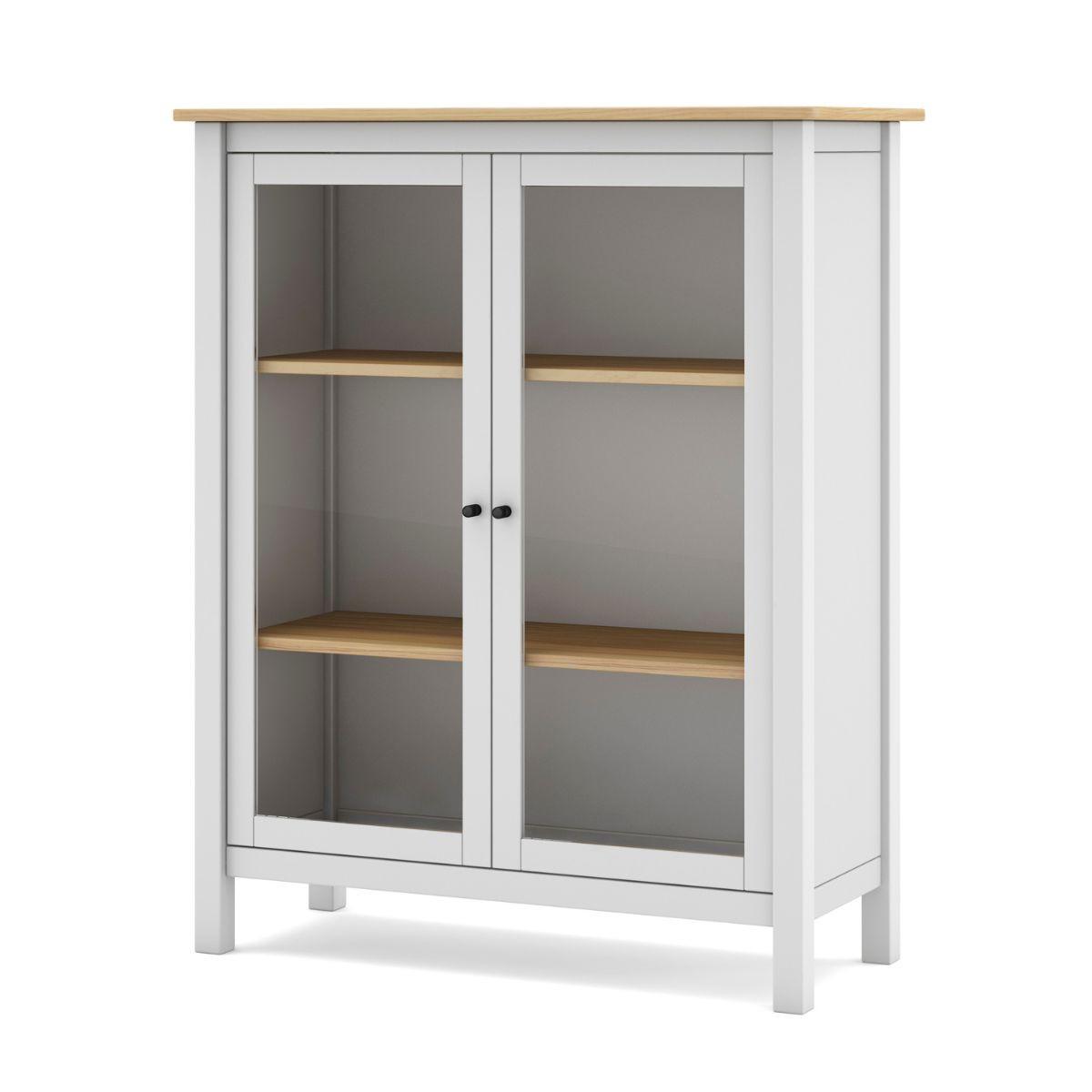 VITRINE 2 Türen L90 x H110 cm - Misti - Weiß, Holz (40/110/90cm) - Calicosy