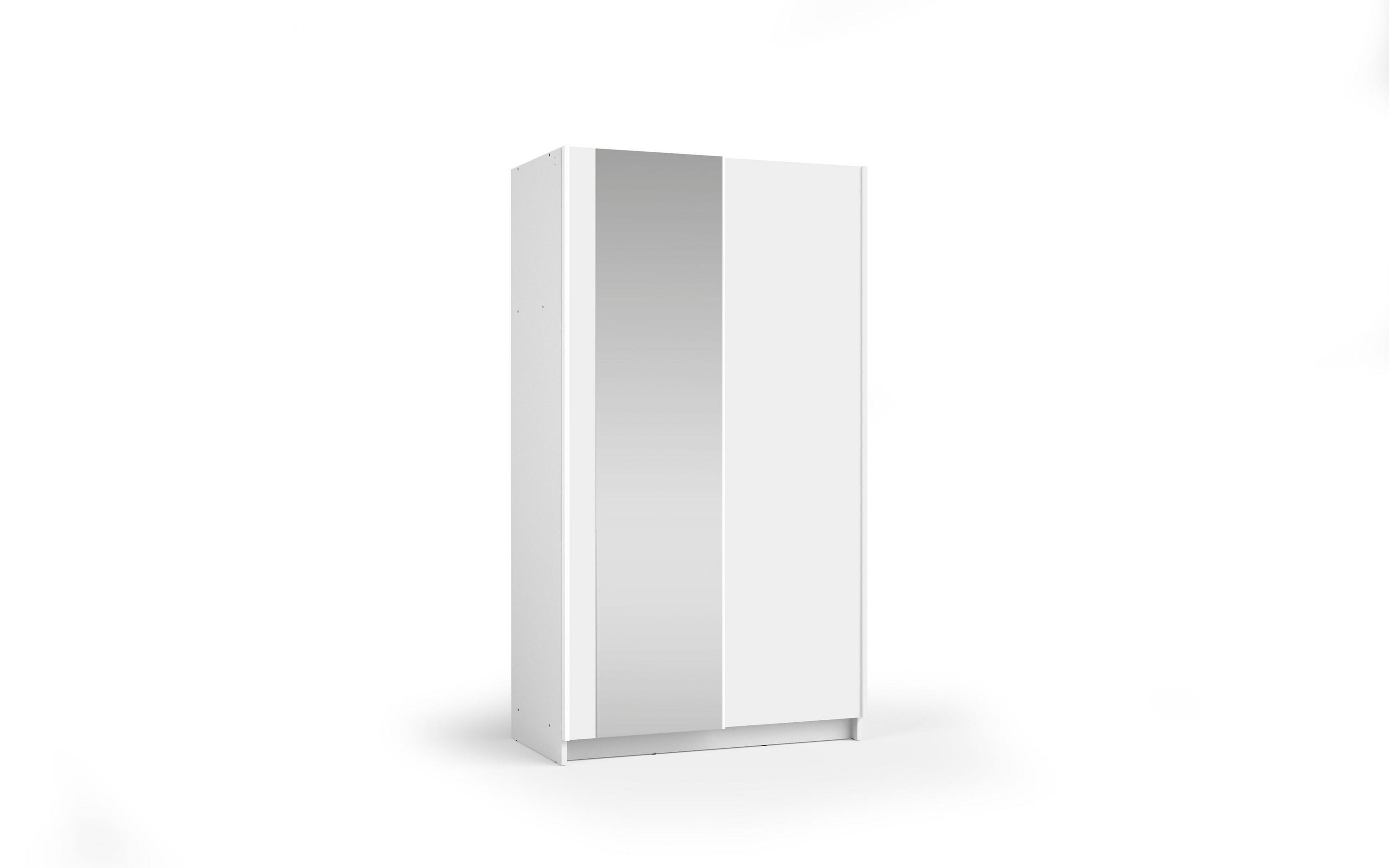 SCHWEBETÜRENSCHRANK CERON 100/182/54,6cm 2-türig mit Spiegel Weiß - Weiß, Holzwerkstoff (100/182/54.6cm) - MASSENO