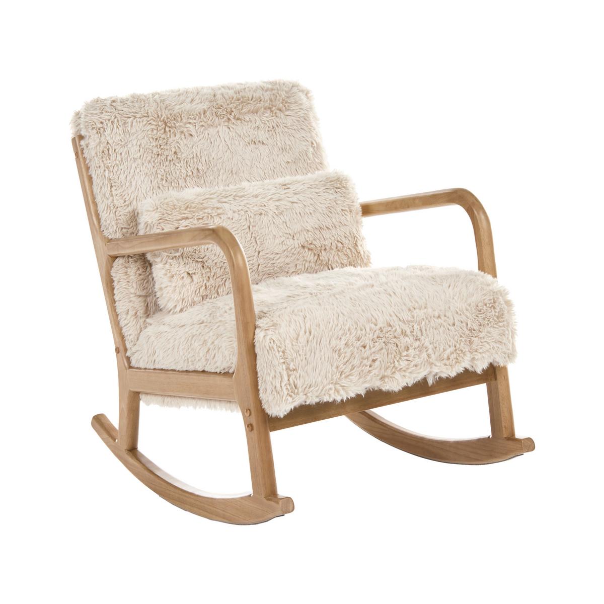SCHAUKELSESSEL Webpelz Hellbeige Skovde - Beige/Braun, Textil (66/82/79cm) - Beliani