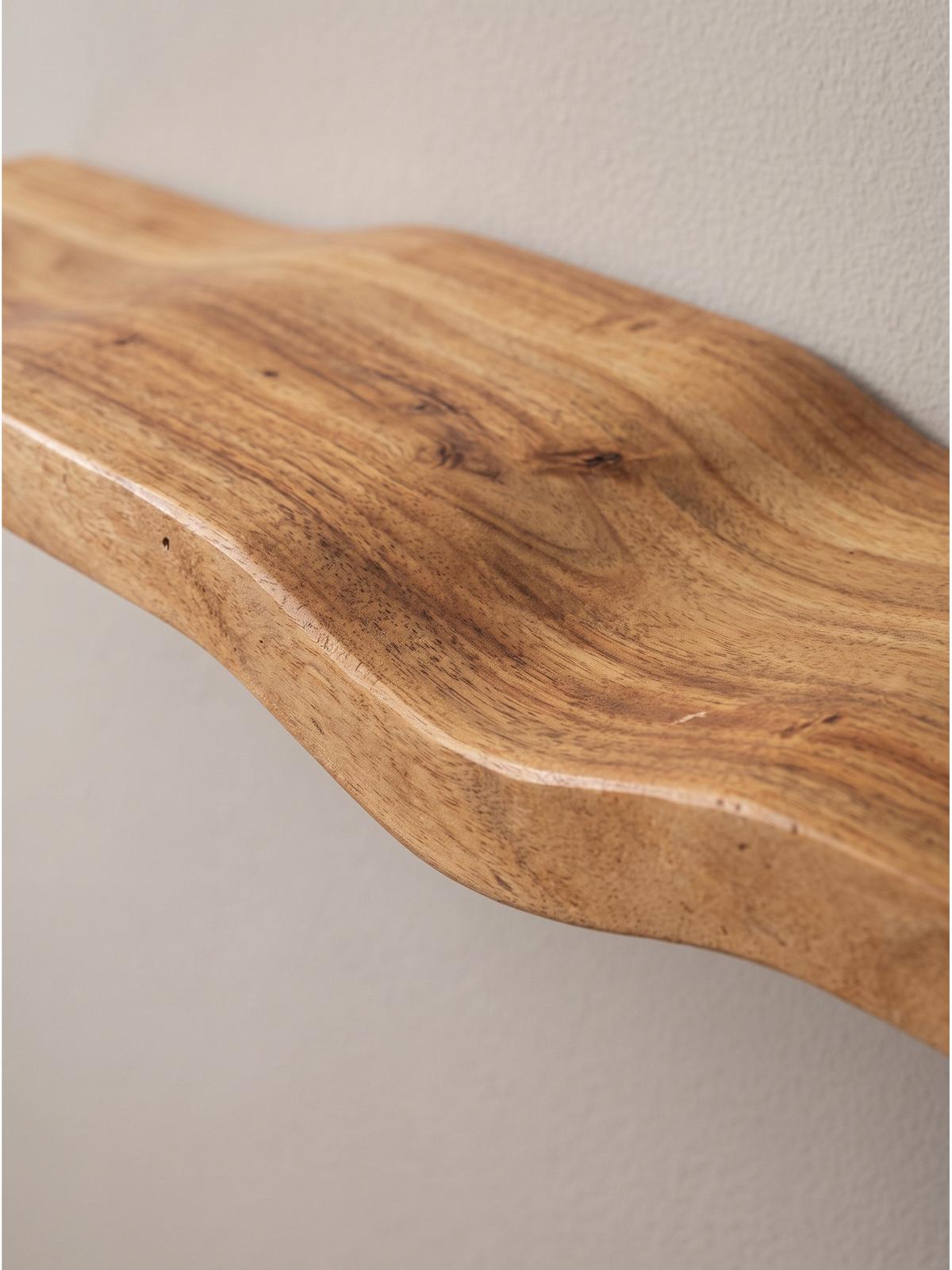 WANDREGAL LEVANTO, Akazie Massivholz, handgefertigt, 60 x 20 x 2,5 cm - Akaziefarben, Holz (60/2.5/20cm) - KADIMA DESIGN