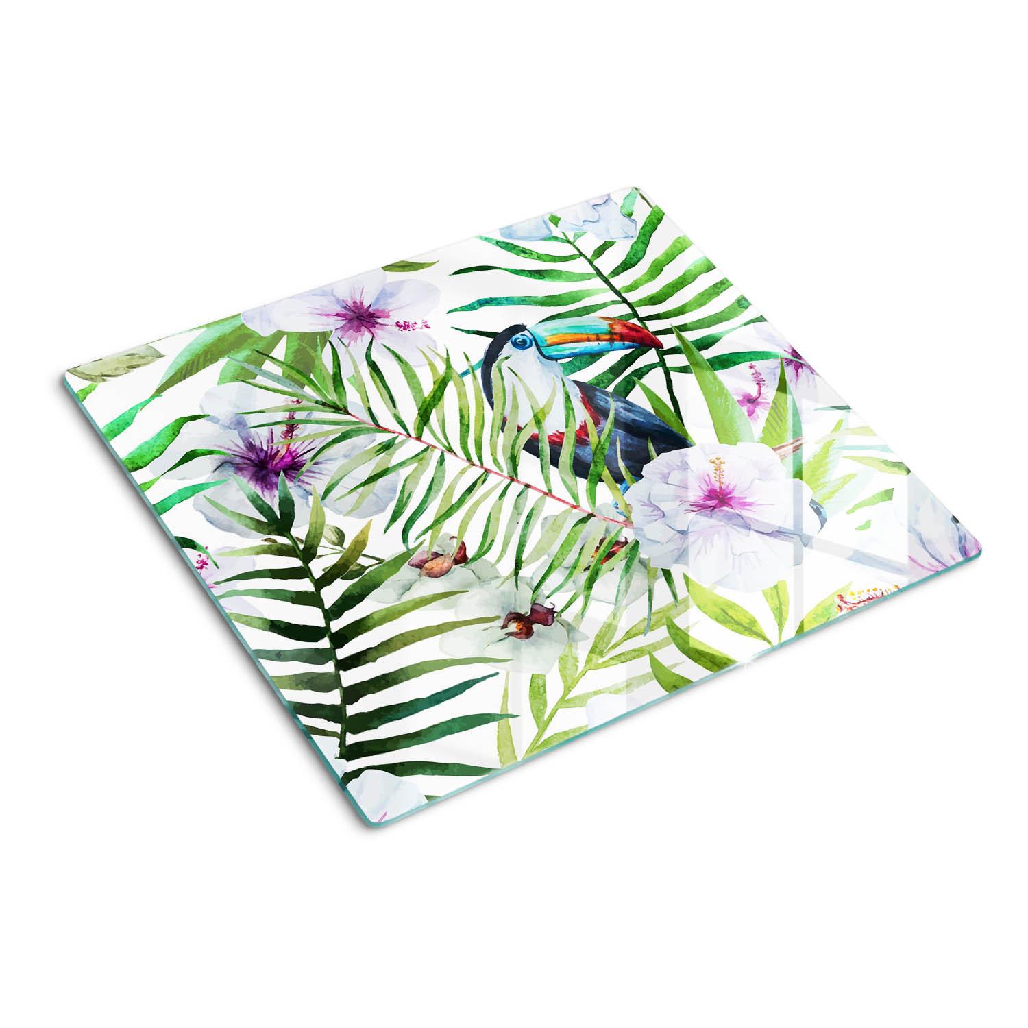 GLASPLATTE 60x52 cm Tropischer Tukan - Dunkelgrau/Schwarz, Glas (60/0.4/52cm) - TULUP
