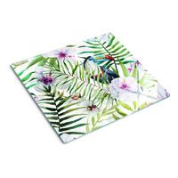 GLASPLATTE 60x52 cm Tropischer Tukan - Dunkelgrau/Schwarz, Glas (60/0.4/52cm) - TULUP