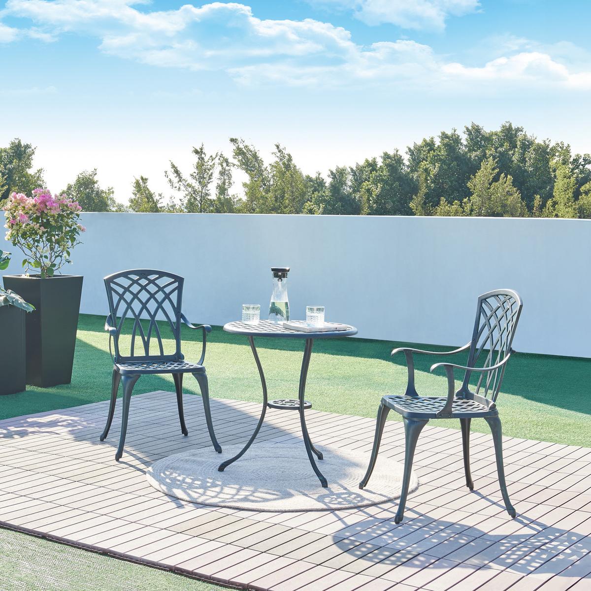 BISTRO-SET 3 TLG. Vena - Dunkelgrau/Grün, Metall - casa.pro