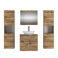 BADMÖBEL-SET LUMIRE LOFT IV Wotan Eiche mit Spiegel - Braun, Holzwerkstoff (60/52/46cm) - Lookway