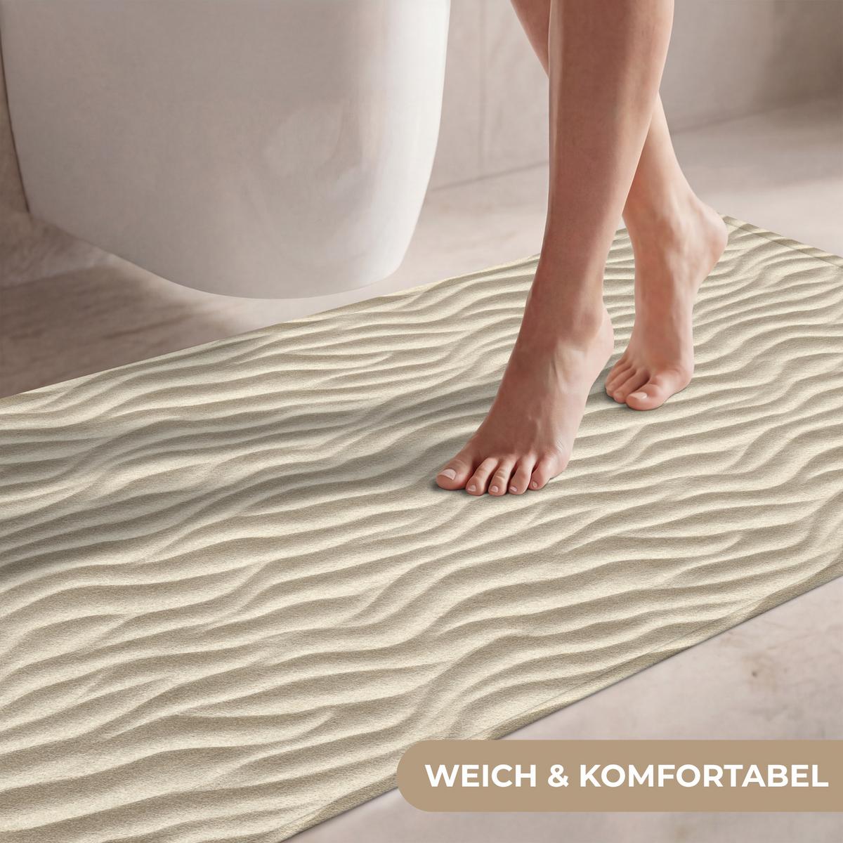WC-VORLEGER Sand - Wellen - Beige WC Teppich 120x60 cm - Sandfarben, Textil (120/1cm) - OnlyWow