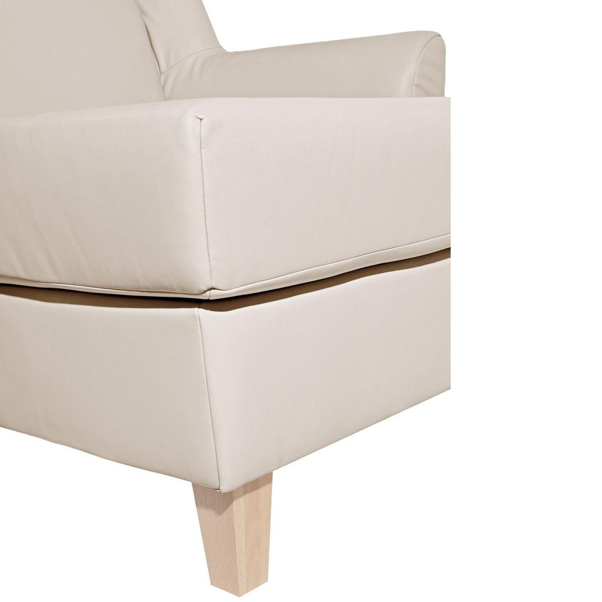 SESSEL XXL Karil Bezug Kunstleder Buche natur / beige - Weiß, Kunststoff (136/107/142cm) - 58aufmkessel