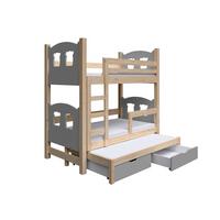 ETAGENBETT LEONE mit Bettkasten 80x180 cm Kieferfarben - Kieferfarben/Grau, Holz (80/180cm) - MASSENO