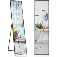 GANZKÖRPERSPIEGEL Schwarz - Schwarz, Glas (160/2/40cm) - COSTWAY