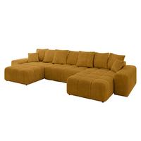 WOHNLANDSCHAFT ENIL-U 401x189x68 Senfgelb Cord - Currygelb, Holzwerkstoff/Kunststoff (401/68/189cm) - ALTDECOR