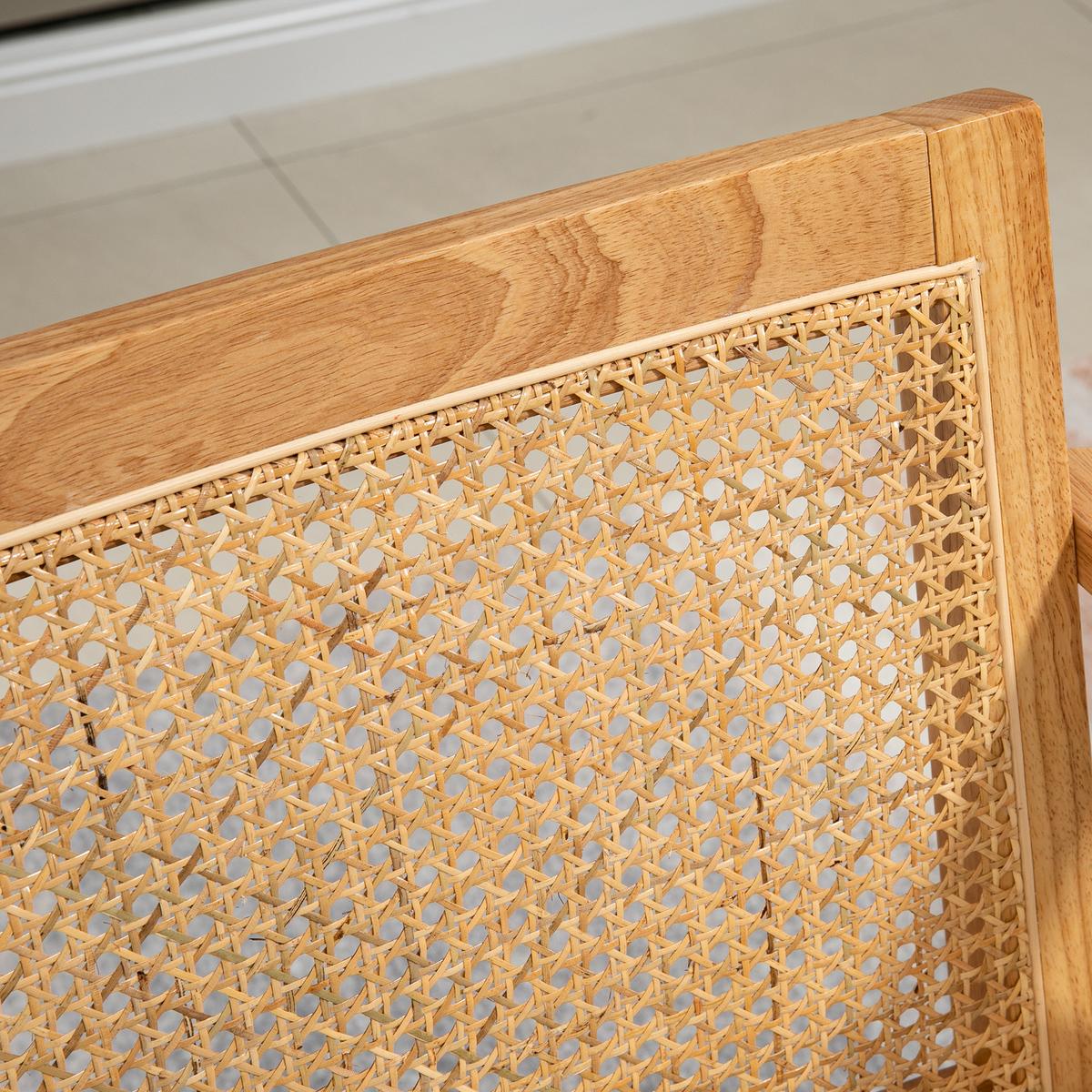 SESSEL Wohnzimmer Relaxsessel mit Armlehnen, Sitzkissen, Rattan-Rückenlehne - Weiß, Kunststoff (63/78/69cm) - HOMCOM