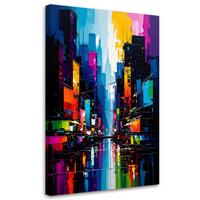 LEINWANDBILD Bunte Stadt Abstrakt 60x90cm - Multicolor, Textil (60/90cm) - Feeby