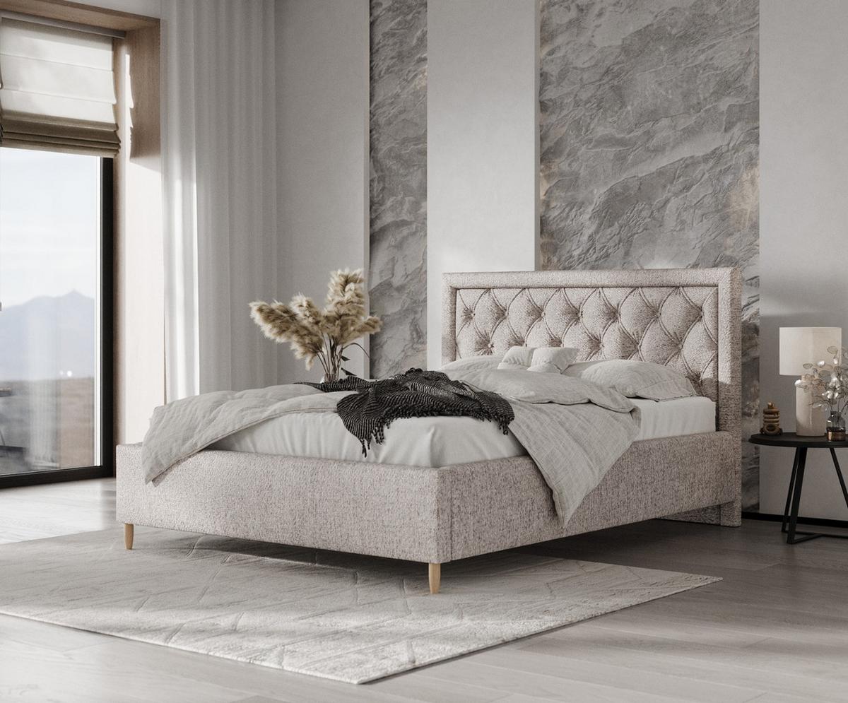 POLSTERBETT Lido 120/200 cm Beige im Neve Stoff - Beige/Naturfarben, Holz/Holzwerkstoff (120/200cm) - AltaBeds