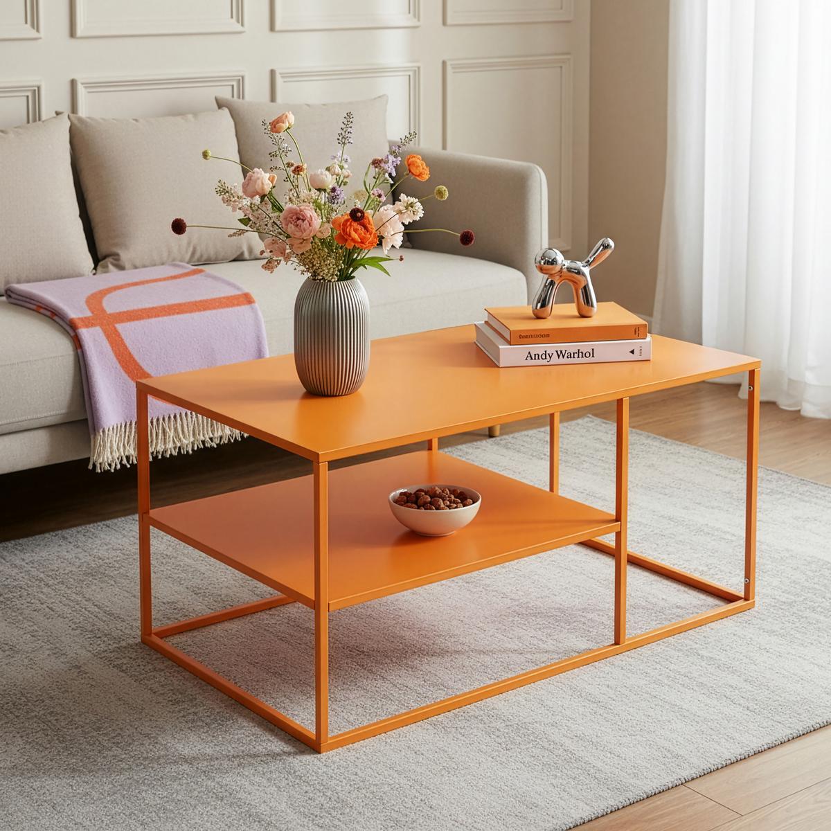 COUCHTISCH Solund 45/90/60 cm - Orange, Metall (60/90/45cm) - [en.casa]