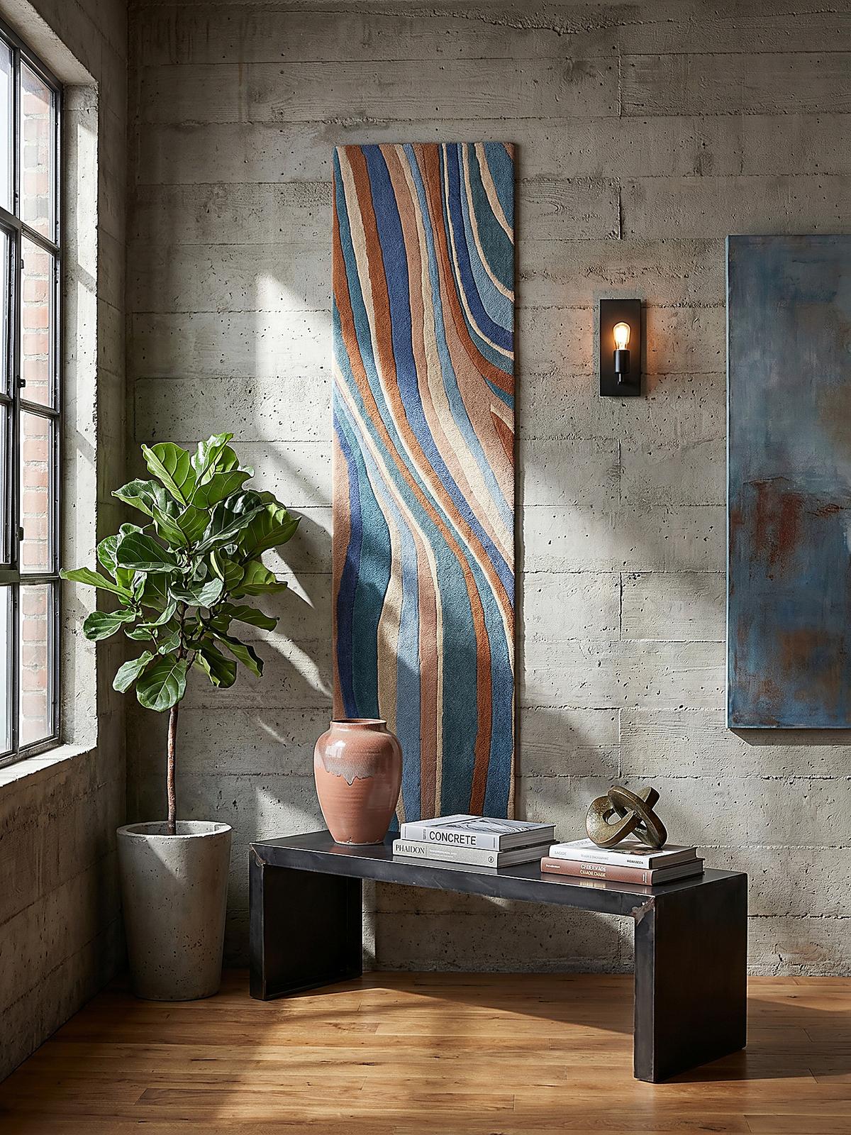 WOLLTEPPICH DERWENT, abstrakt, Blau-Bunt, 60 x 230 cm - Multicolor, Textil (230/60cm) - KADIMA DESIGN