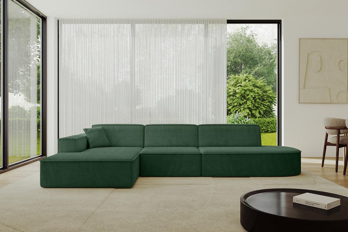 ECKSOFA Ottomane Links IREA-L2-v4 - 327x165x77 cm Grün - Currygelb, Holzwerkstoff/Textil (327/165cm) - ALTDECOR