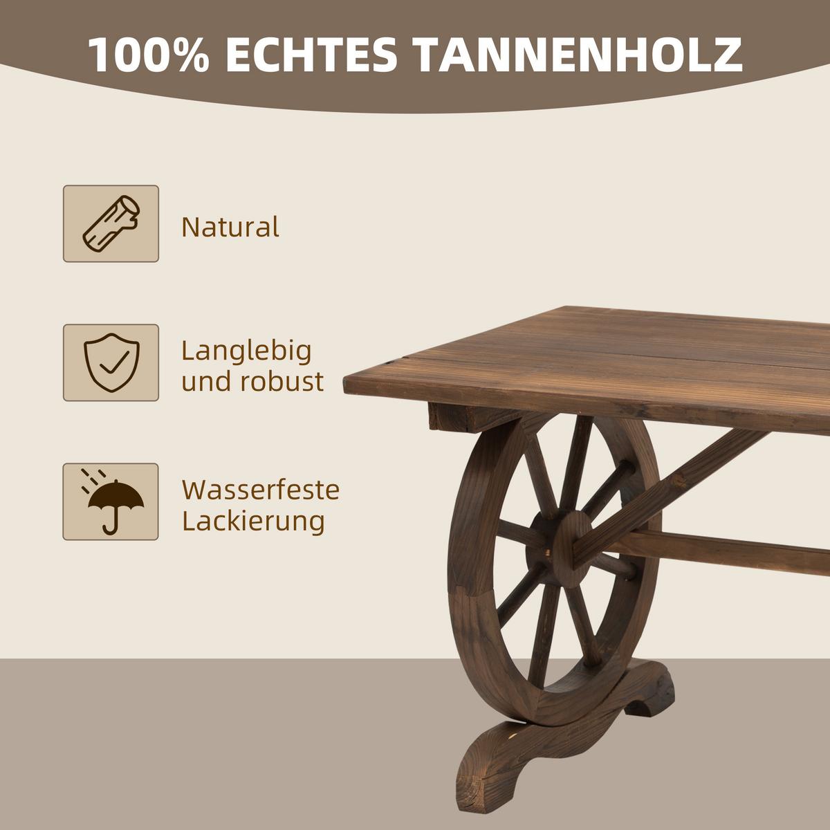 GARTENTISCH, Naturholz, Tannenholz - Naturfarben, Holz (110/60/65cm) - Outsunny